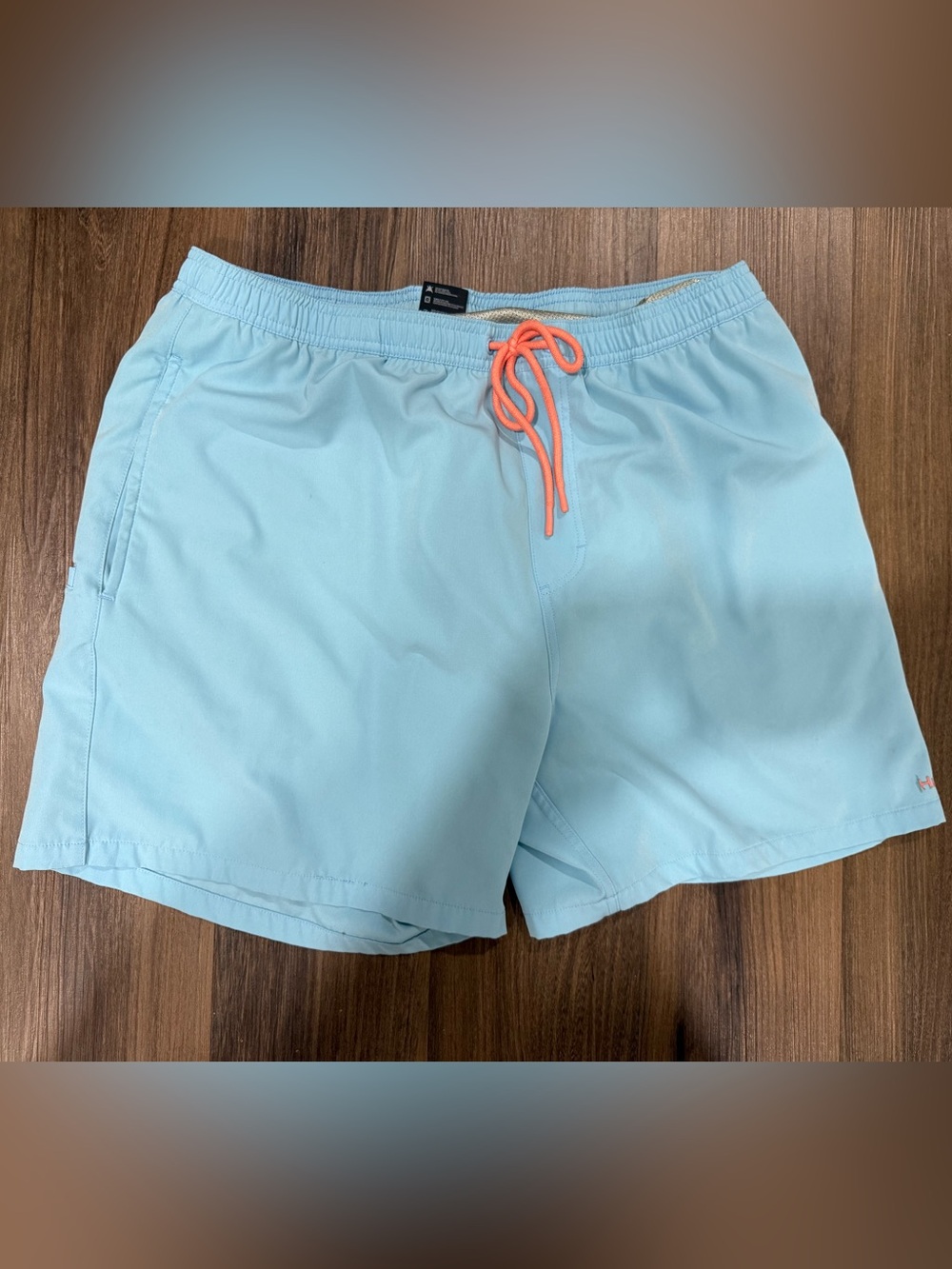 Huk Pursuit Volley Light Blue Swim Shorts with Metallic Silver Lining